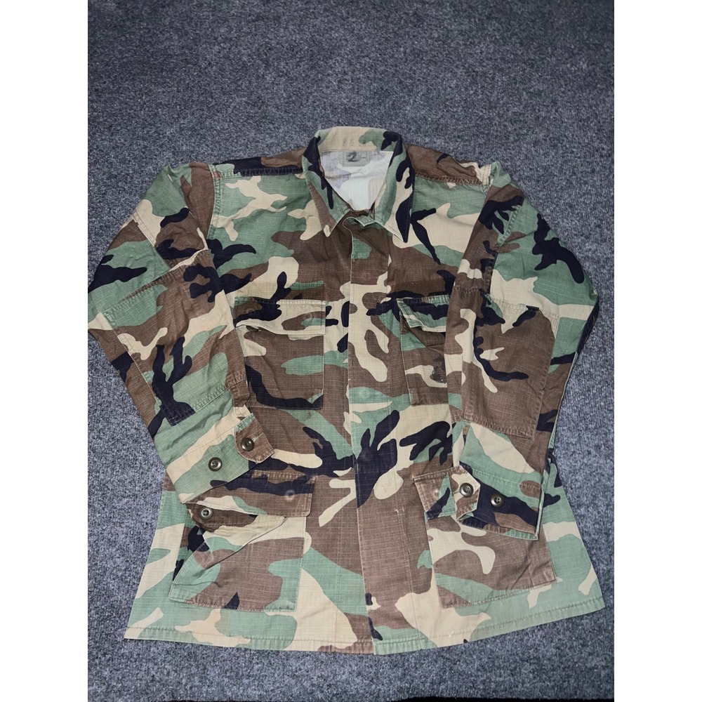 Vintage 90s US Military Woodland Camo BDU Hot Weather Combat Coat Medium Regular